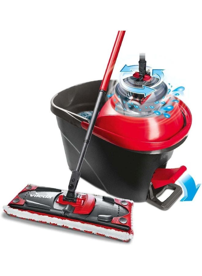 Vileda - 2-In-1 Ultramat Turbo Mop And Bucket Red/Black 51x132x21.5cm - Image 1