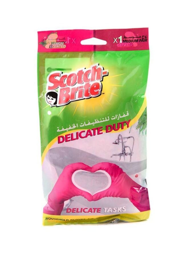 3M Scotch-Brite Delicate Duty Household Medium Gloves Pink  - Image 3