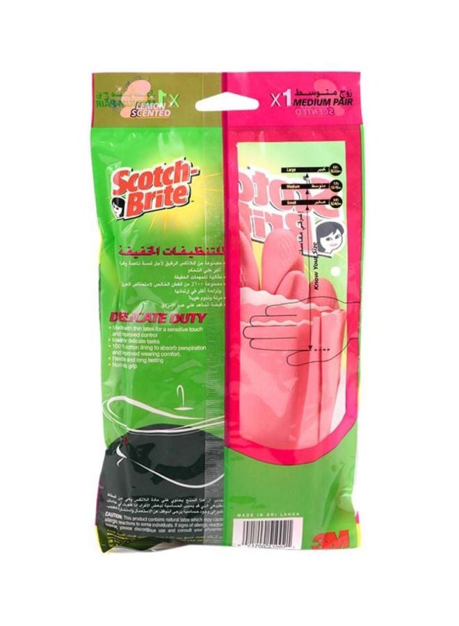 3M Scotch-Brite Delicate Duty Household Medium Gloves Pink  - Image 4