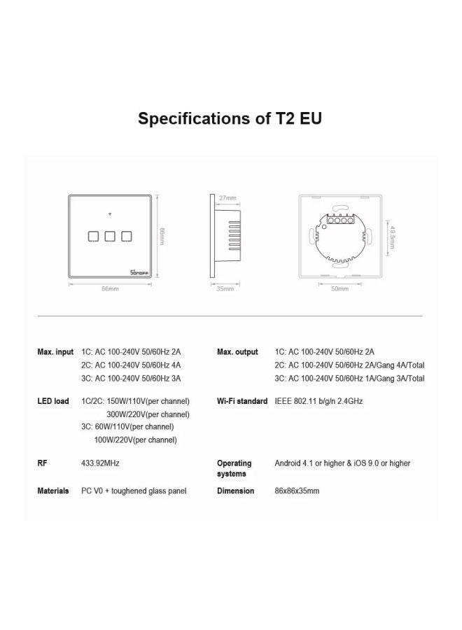 SONOFF WiFi Wall Light Switch White 86x86x35mm - Image 4