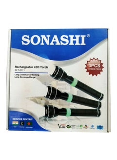 SONASHI Combo Rechargeable LED Torch  Pack of 3 Hyper Flashlights  5000mAh Battery with 3 Hours of Continuous Working  Unbreakable and Durable Lights for all your Outdoor Activities SLT-2111 Black 10cm  - Image 2