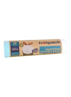 Hotpack 30-Piece Heavy Duty Drawstring Garbage Roll 18 Gallon White 55x65cm  - Image 1