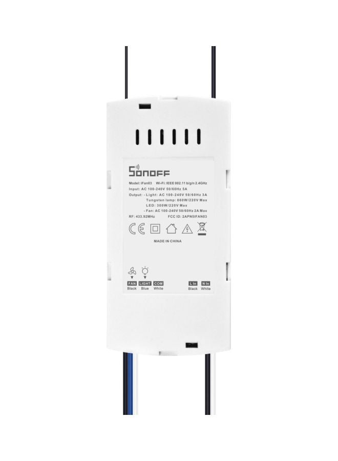 SONOFF Wi-Fi Smart Fan Light Controller White 13x3.3x6cm - Image 2