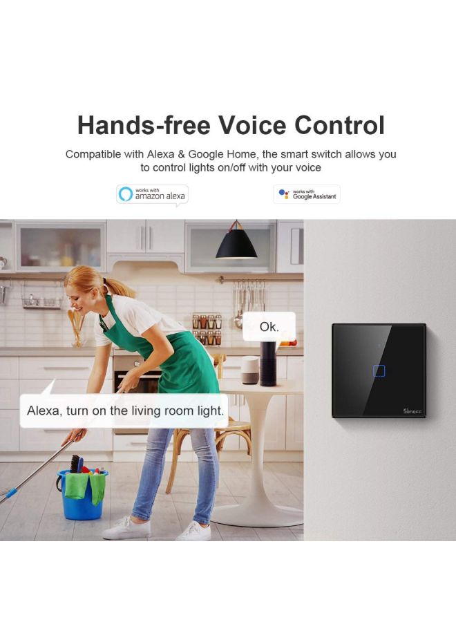 SONOFF T3UK1C-TX 86 1-Gang Way Smart WiFi Switch RF433 Remote Control Compatible with Alexa Google Home Black 86x86x35mm - Image 5