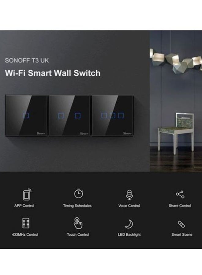 SONOFF WiFi Wall Light Switch Black 86x86x35mm - Image 5