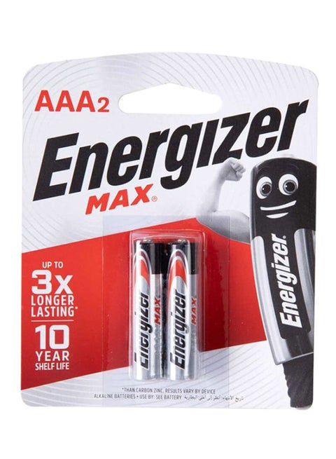 Pack Of 2 Max AAA Alkaline Batteries Silver/Black