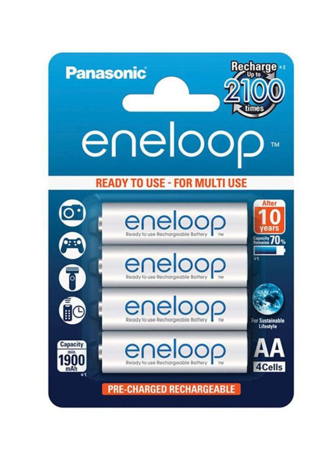 Panasonic 4-Piece Eneloop Nickel Metal Hydride Aa Batteries White