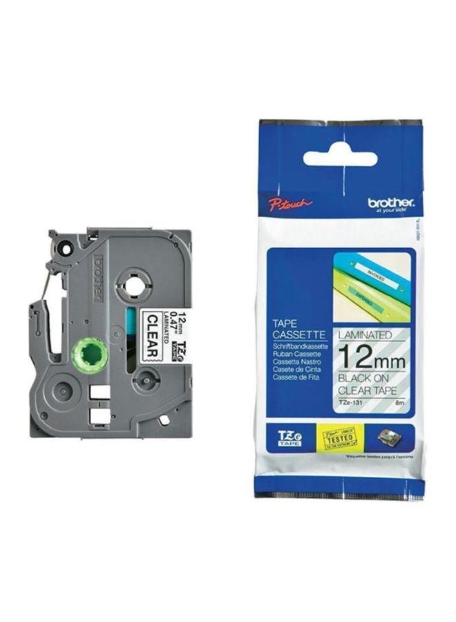 brother Labelling Tape Cassette Clear/Black - Image 2