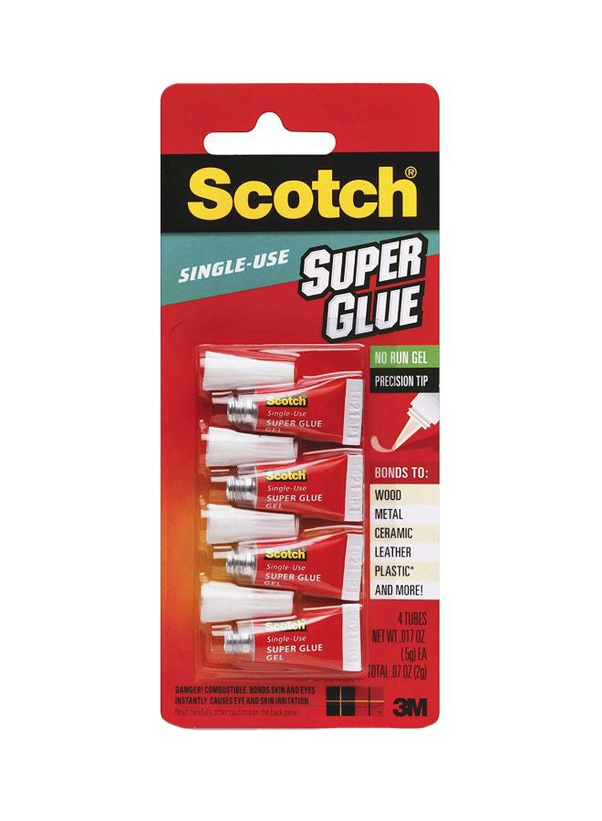 3M 4-Piece Scotch Single-Use Super Glue Clear 2grams - Image 1