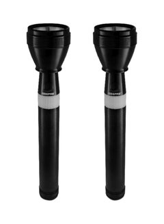 2-Piece Portable CREE Bright Zoom Rechargeable Long Range Distance Hi Power Focus Emergency Torch Light LED Flashlight Set Black 23.5cm