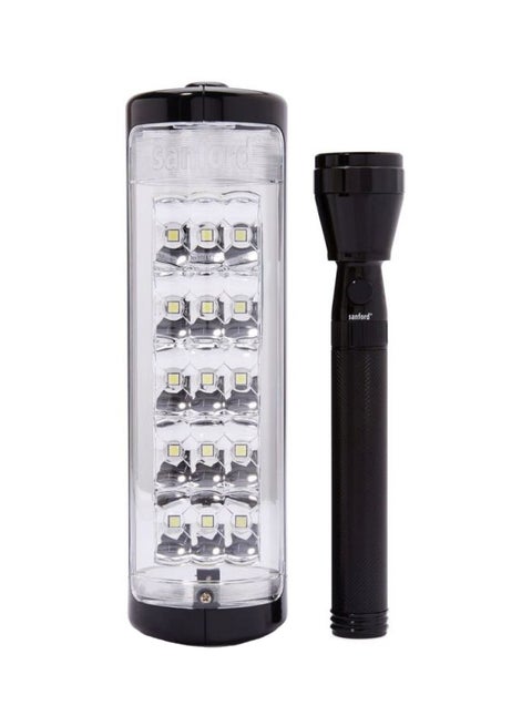 2-In-1 Rechargeable LED Torch And Emergency Lantern Black
