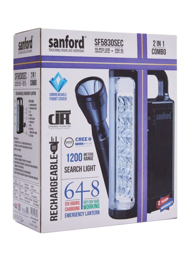 Sanford - 2-In-1 Rechargeable LED Torch And Emergency Lantern Black - Image 1