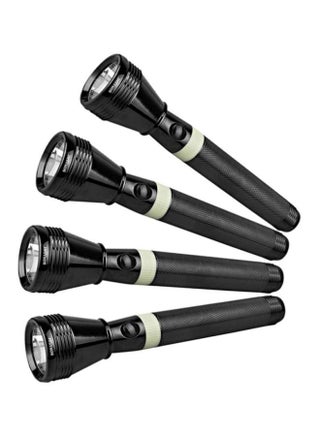 Combo Rechargeable LED Torch Pack of 4  Hyper Bright Light with 1KM Long Range  4 Hours Continuous Working  Portable Torch with Hyper Bright LED Light  Unbreakable and Durable SLT-2511 Black 26cm - v1616938328/N13799401A_1