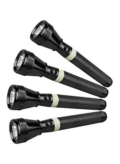 Combo Rechargeable LED Torch Pack of 4  Hyper Bright Light with 1KM Long Range  4 Hours Continuous Working  Portable Torch with Hyper Bright LED Light  Unbreakable and Durable SLT-2511 Black 26cm