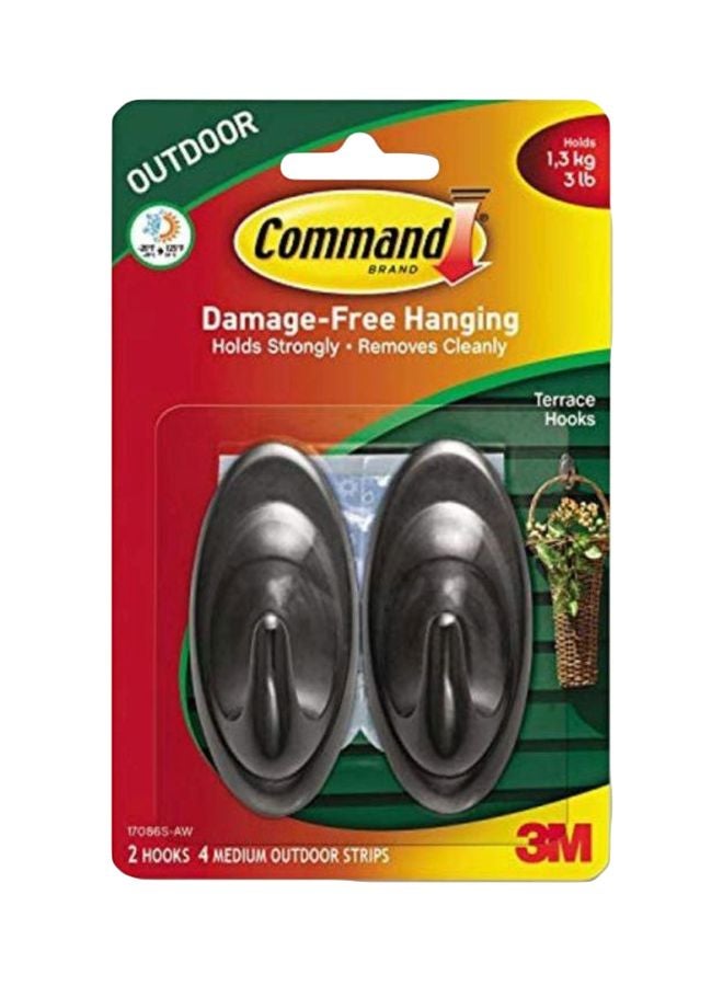 3M 2-Piece Medium Slate Terrace Hooks Set Black 3.25inch