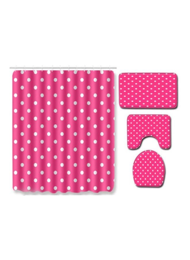 Beauenty 4-Piece Bath Mat Accessory Set Pink 180x180cm