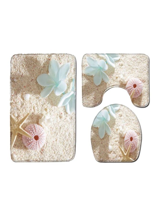 Beauenty 3-Piece Bath Mat Accessory Set White/Blue/Pink