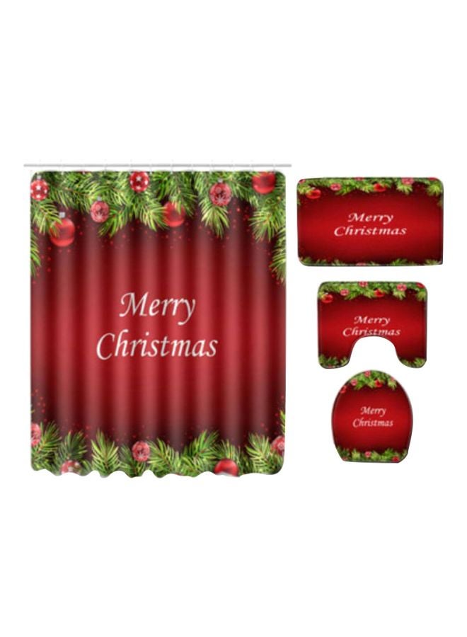 Beauenty 4-Piece Bath Mat Accessory Set Red/Green/White