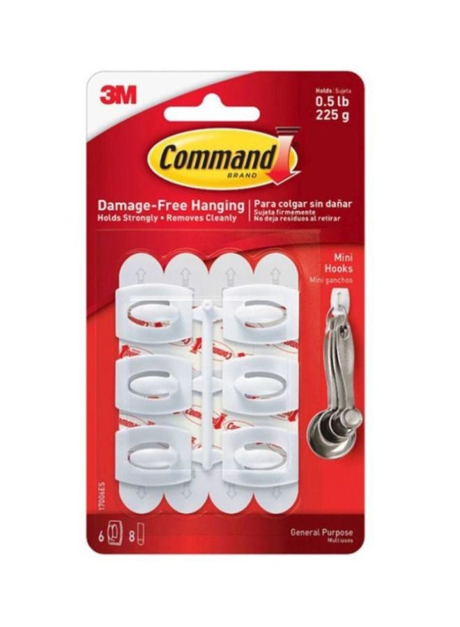 3M Pack Of 6 Mini Hooks White 225grams - Image 2