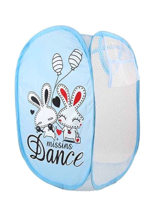 Beauenty Foldable Mesh Clothes Washing Laundry Basket Blue/White 27.5x50cm  - Image 1