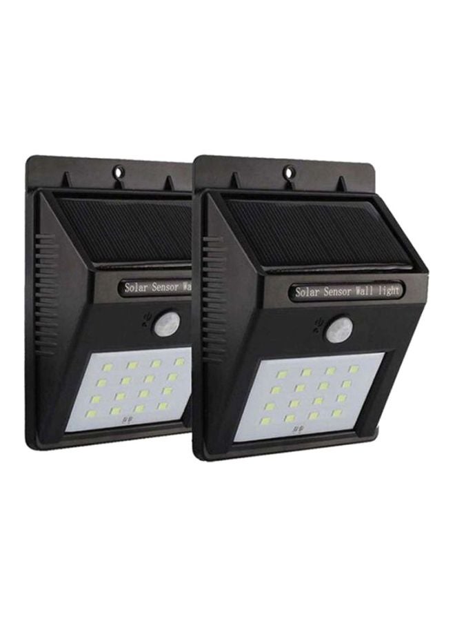 بيوينتي مصابيح جدارية مكونة من قطعتين يحتوي على 16 لمبة LED ومستشعر للحركة وتعمل بالطاقة الشمسية أبيض 10x12سم - Image 1