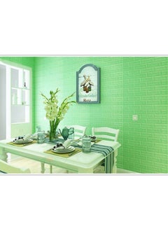 Cool Baby 5-Piece 3D Waterproof Imitation Brick Wall Sticker Green 70x77x0.7cm  - Image 2