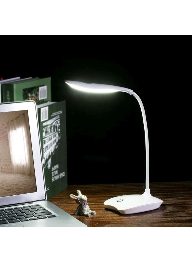 Decdeal - Ultralight  LED USB Rechargeable Dimmable Eye-Caring Desk Lamp Touch Control With 360° Rotatable Head Flexible Hose White 0.152kg - Image 1