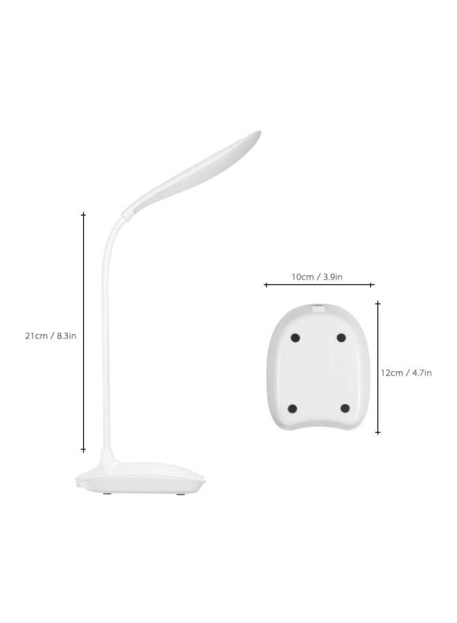 Decdeal - Ultralight  LED USB Rechargeable Dimmable Eye-Caring Desk Lamp Touch Control With 360° Rotatable Head Flexible Hose White 0.152kg - Image 1