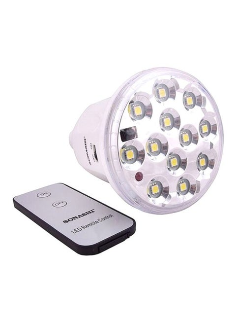 Rechargeable LED Bulb  Super Bright LED Lights with Continuous Working of 25 Hours  Remote Control Bulb with Charge Indicator and Overcharge Protection  Bulbs SRB-121R White 16cm