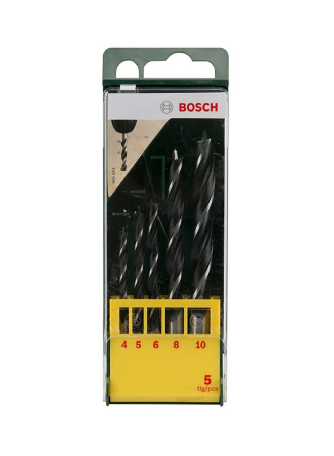 بوش طقم لقم مثقاب الخشب مصنوعة من الستانلس ستيل مكون من 5 قطع فضي 4, 5, 6, 8, 10 - Image 2