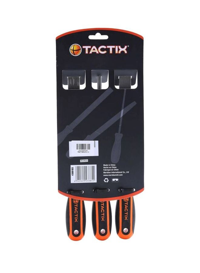 Tactix Metal File Set - Ergonomic Soft-Grip Handles, 200Mm (8 Inches) Files In Flat, Round, And Half-Round Shapes, Second Cut File, For Wood And Metal Work, Black/Orange- 300103 Black/Orange/Silver  - Image 2
