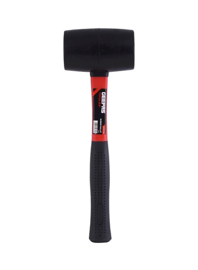 GEEPAS - Rubber Mallet Fiber Handle, Rubber head 24 Oz- Hardwood Shaft Rubber Mallet Double-Face Hammer with Soft/Hard Tips | Ideal for woodworking, cabinet and furniture making, auto body and metal fabrication Black/Red - Image 1