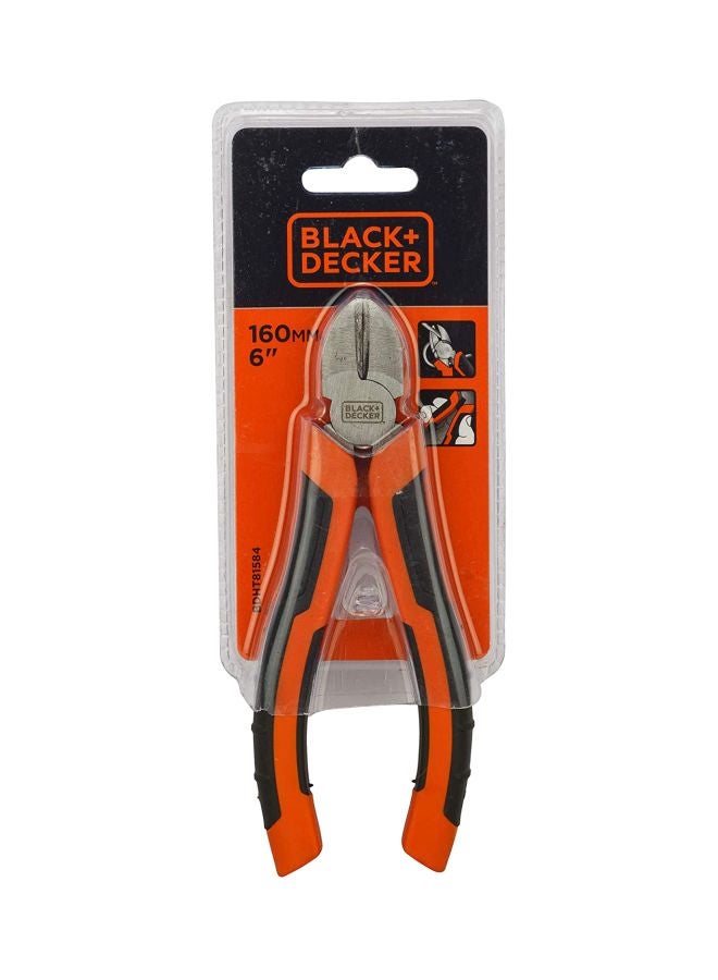 BLACK+DECKER - Steel Diagonal Cutting Pliers, Orange, 160 mm, Bdht81584 Orange/Black/Silver 160mm - Image 1