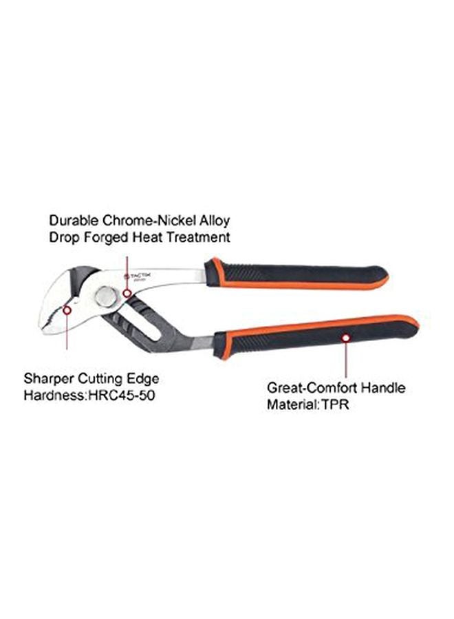 Tactix 250Mm (10 Inch) Groove Joint Pliers, Adjustable Water Pump Pliers, Chrome-Nickel Steel Made, Comfort Grip, For Home Repair, Gripping Bolts Pipe And Fittings- 200063 Black/Orange/Grey - Image 2