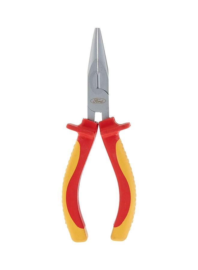 Ford Heavy Duty Crv Vde Long Nose Plier With A Soft Grip Handle Red/Orange/Silver 6inch - Image 1
