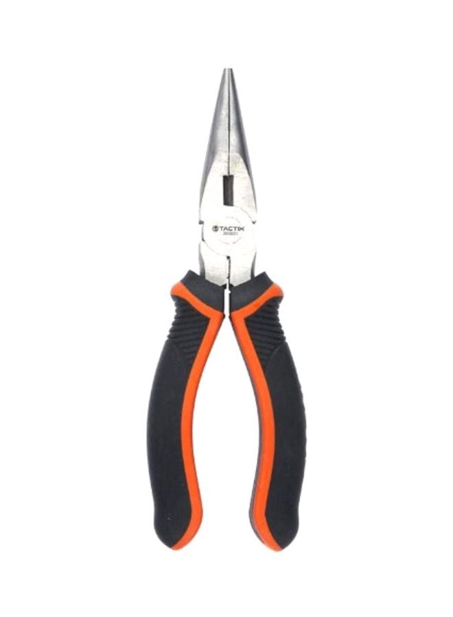 Tactix Long Needle Nose Pliers 6 Inches (160Mm), Chrome-Nickel Steel, Soft Grip With Wire Cutter, Long Nose Cutting Pliers For Home, Jewelry, Crafts- 200001 Black/Orange/Silver 16cm - Image 1