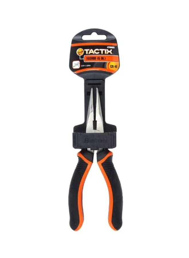 Tactix Long Needle Nose Pliers 6 Inches (160Mm), Chrome-Nickel Steel, Soft Grip With Wire Cutter, Long Nose Cutting Pliers For Home, Jewelry, Crafts- 200001 Black/Orange/Silver 16cm - Image 2