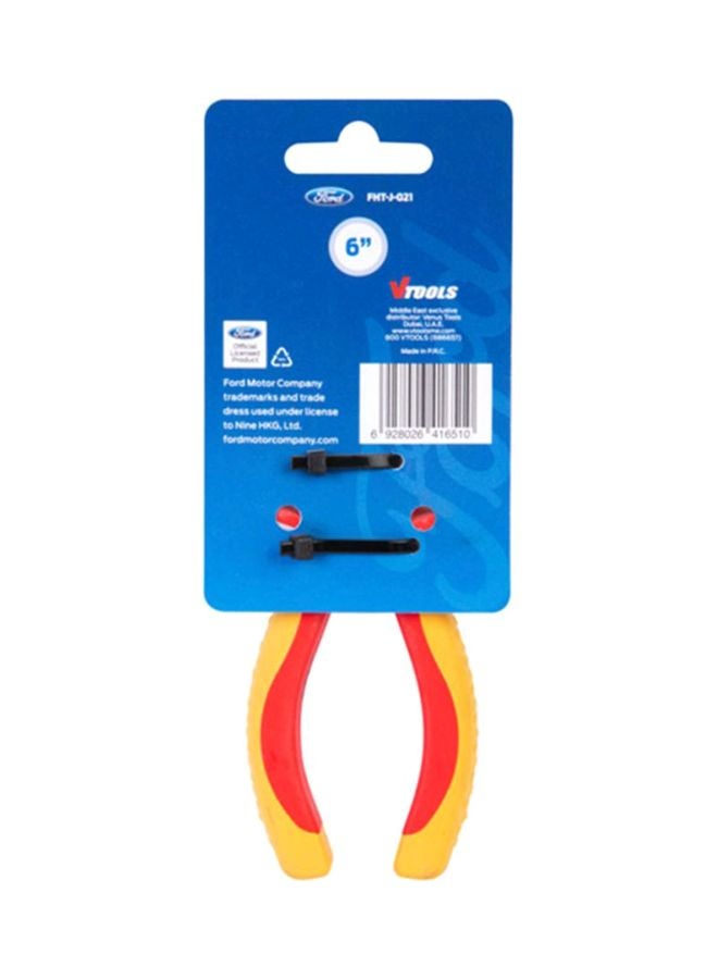 Ford Heavy Duty Crv Vde Long Nose Plier With A Soft Grip Handle Red/Orange/Silver 6inch - Image 3