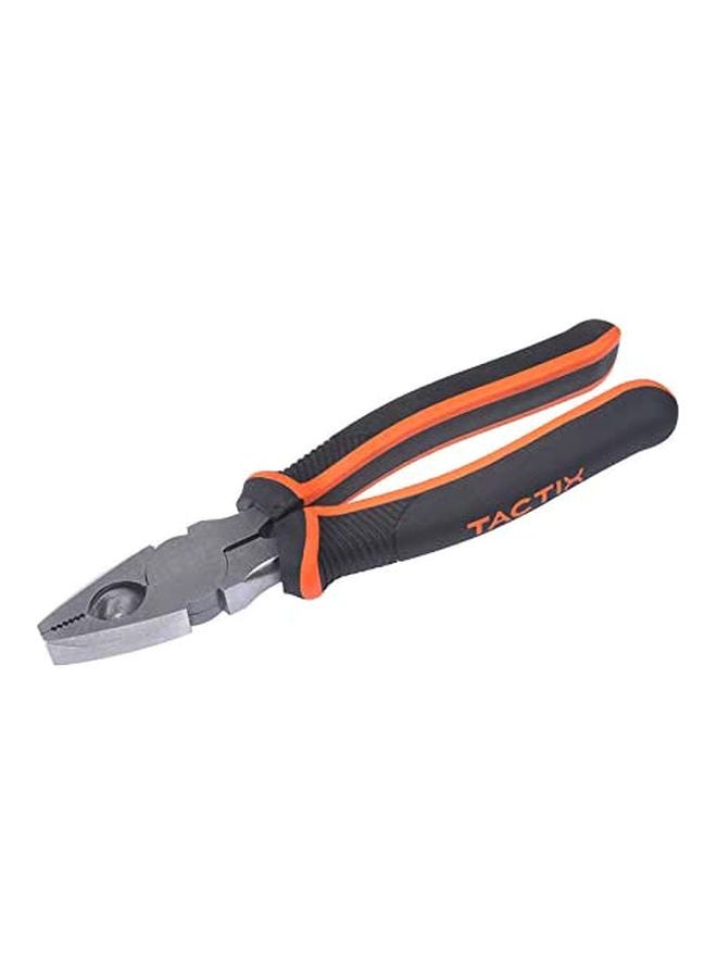 Tactix Tactix Linesman Pliers - 190mm (7.5 Inches) Chrome-Nickel Steel for Strength and Durability, Non-Slip Bi-Material Handle for Comfort, Ideal for Electrical and Mechanical Work- 200011 Black/Orange  - Image 1