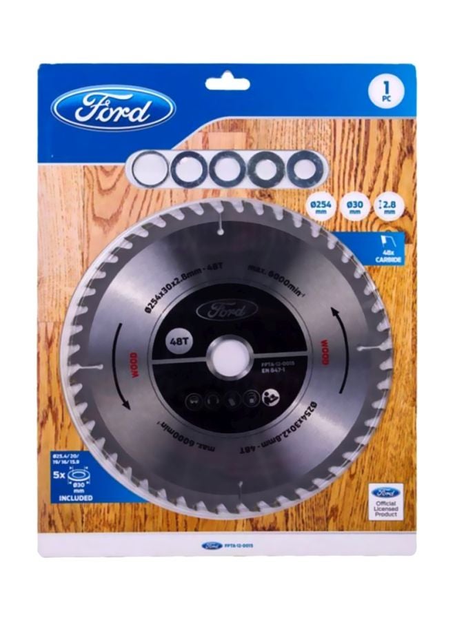 Ford Circular Saw Blade Silver/Black 254mm 