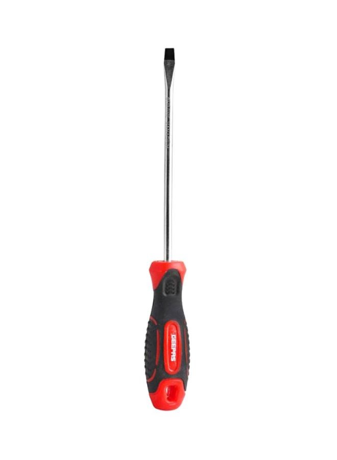 GEEPAS Slotted Screwdriver | With Soft Grip Rubber Insulated Ergonomic Handle - CR-V Build, Magnetic Tip And Hanging Hole For Easy Carry - Bicolored - (6.5x300mm) Silver/Black/Red  - Image 1