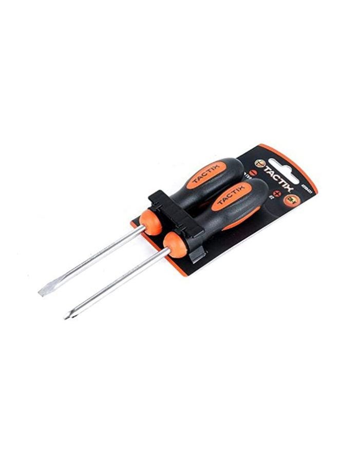 Tactix - 6 Pcs Basic Screwdriver Set, 2 Phillips And 4 Flat, Professional Cushion Grip, Chrome-Vanadium Steel Blade, 6-Piece Hand Tools Set For Diy, Professional, And Electrical Work- 205439 Black/Orange/Silver - Image 1