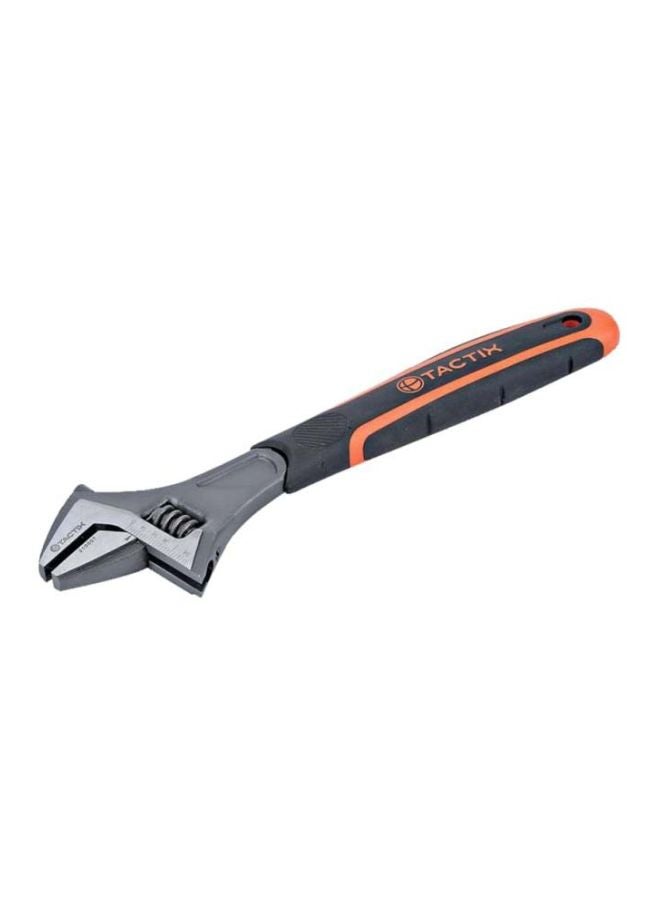 Tactix Adjustable Wrench, 250Mm (10 Inches) Spanner, Wide Jaw, Laser Etched Mm/In Scale, Cr-V Steel, Non-Slip Bi-Material Handle For Home, Garage, Workshop- 210005 Black/Orange/Silver  - Image 1