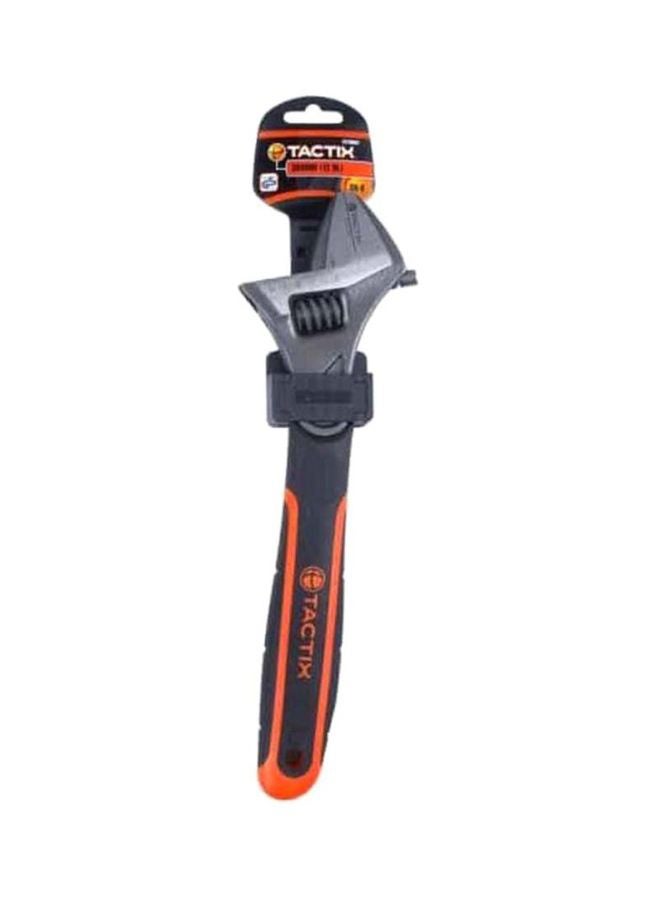 Tactix Adjustable Wrench, 250Mm (10 Inches) Spanner, Wide Jaw, Laser Etched Mm/In Scale, Cr-V Steel, Non-Slip Bi-Material Handle For Home, Garage, Workshop- 210005 Black/Orange/Silver  - Image 2