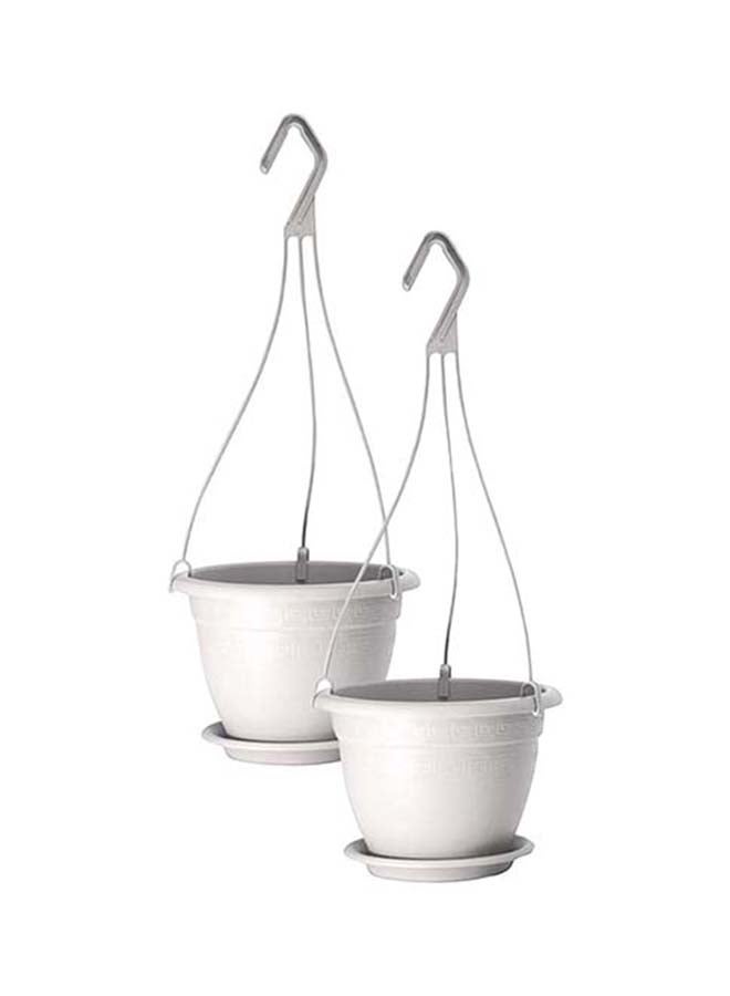 أيدل طقم أصيص نباتات كامبانا مكون من قطعتين أبيض 20x17x14سم - Image 1