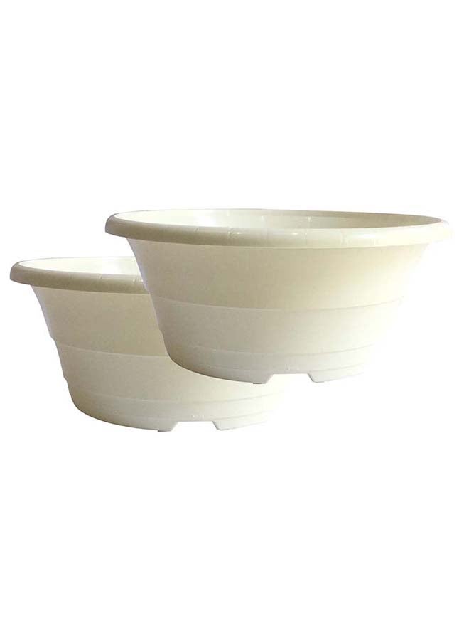 DESCH PLANTPAK Set Of 2 Karina Plant Pot White 23x23x9.2cm - Image 1