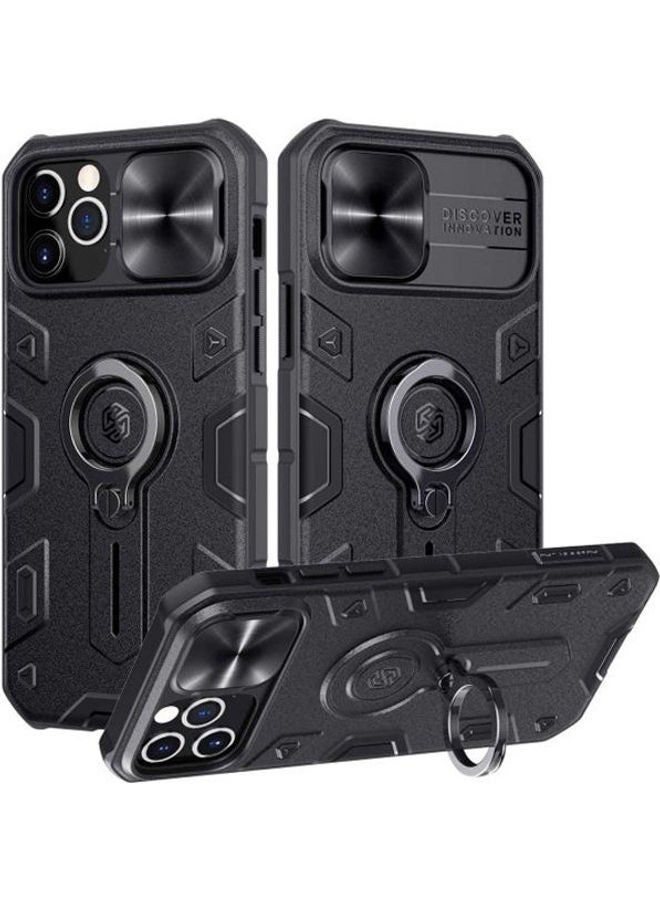 Nillkin CamShield Armor Case with Dazzling Metal Camera Cover For Apple iPhone 12 / 12 Pro (with Logo cutout) Black  - Image 1