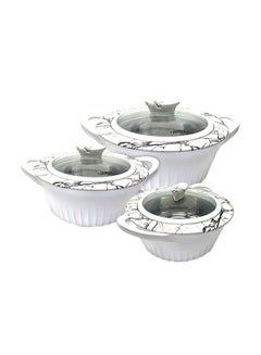 JAYPEE 3-Piece Oliwood Glass Lid  Casserole Set White  - Image 1