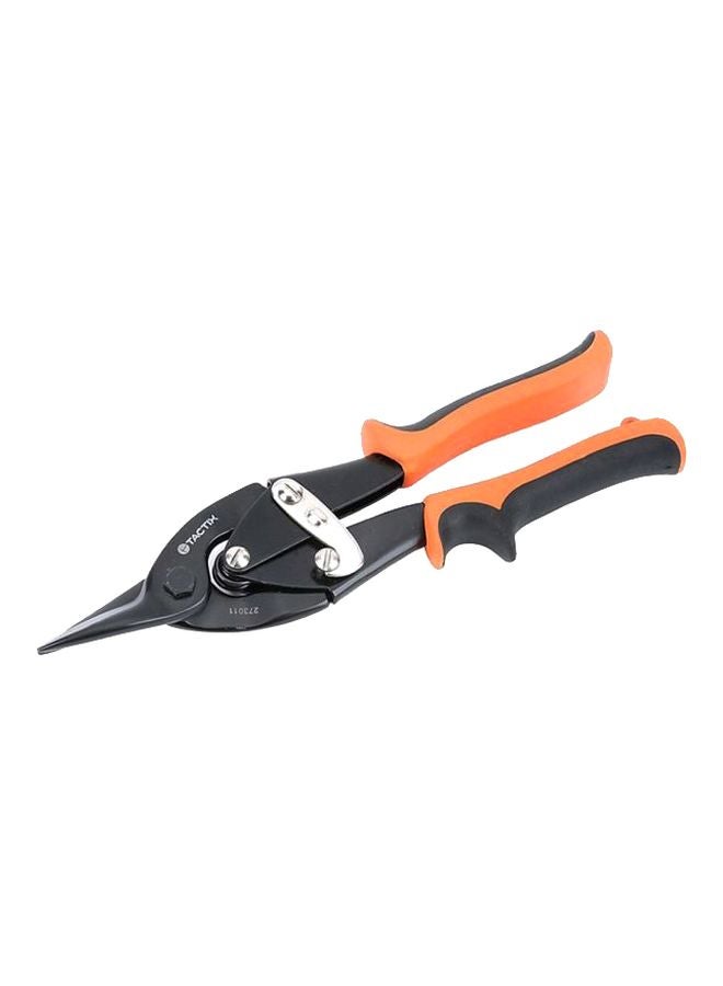 Tactix Aviation Tin Snip 250Mm (10 Inch), Heavy Duty Metal Cutter Shears For Cutting Sheet Metal, Straight Cut, Chrome Vanadium Steel, Non-Slip Handle, Black/Orange- 273011 Black/Orange 250mm  - Image 1