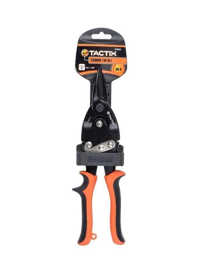 Tactix Aviation Tin Snip 250Mm (10 Inch), Heavy Duty Metal Cutter Shears For Cutting Sheet Metal, Straight Cut, Chrome Vanadium Steel, Non-Slip Handle, Black/Orange- 273011 Black/Orange 250mm  - Image 2